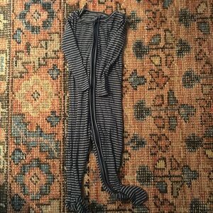 NWOT quince blue striped onesie with grippy feet